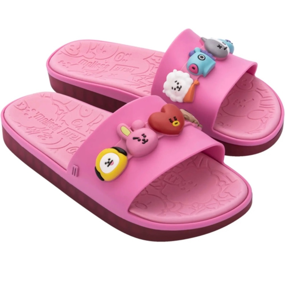 Melissa BT21 Pink Beach Slide Sandals 7